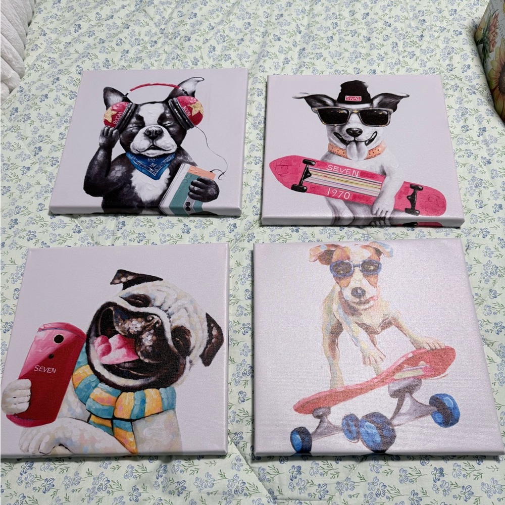 Trendy Dog Wall Art Set - Multicolor